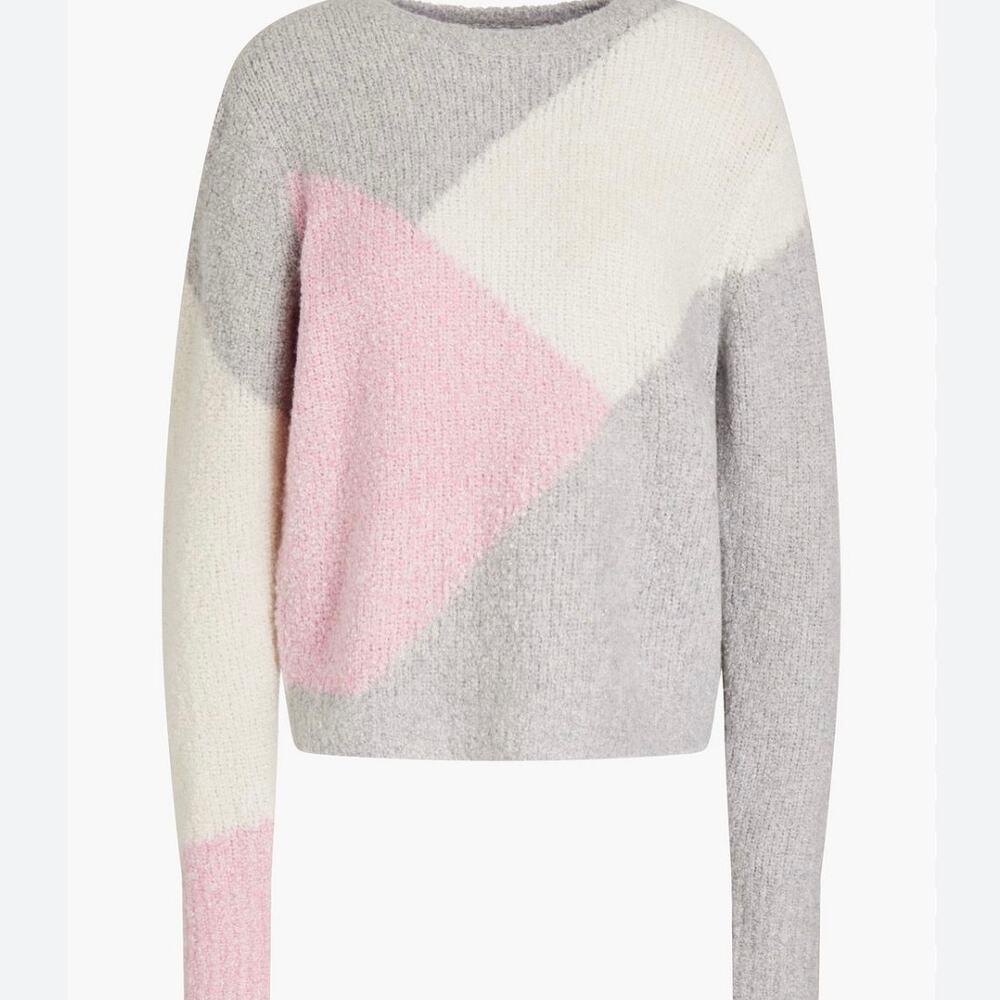 Autumn Cashmere Gray Pink Colorblock Sweater Sz S